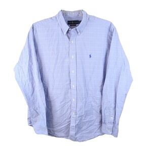 Ralph Lauren Classic Fit Long Sleeve Button Down Shirt Men's XL Blue Cotton